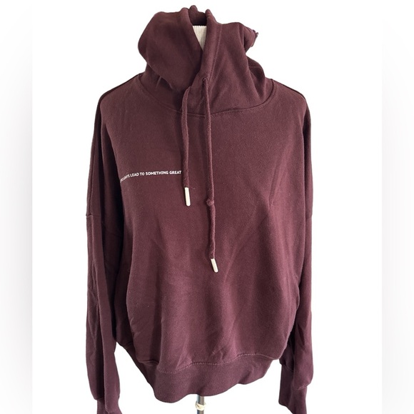 SAGE Burgundy Cropped Hoodie with Message on Front - Picture 1 of 5